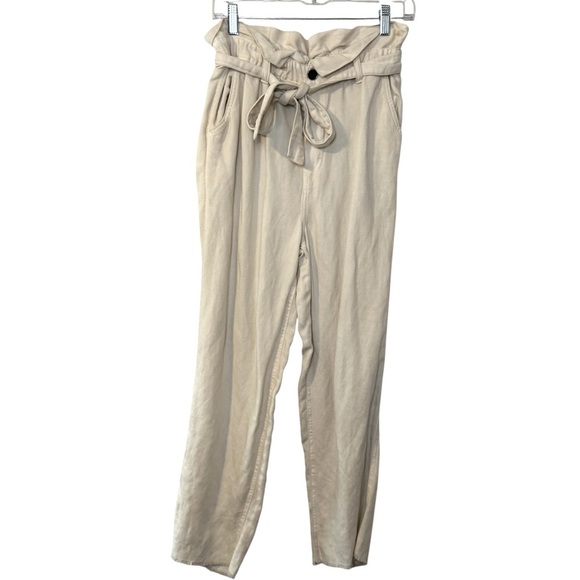 Aerie paper bag waist pants super soft comfy women’s small cream - Picture 1 of 11